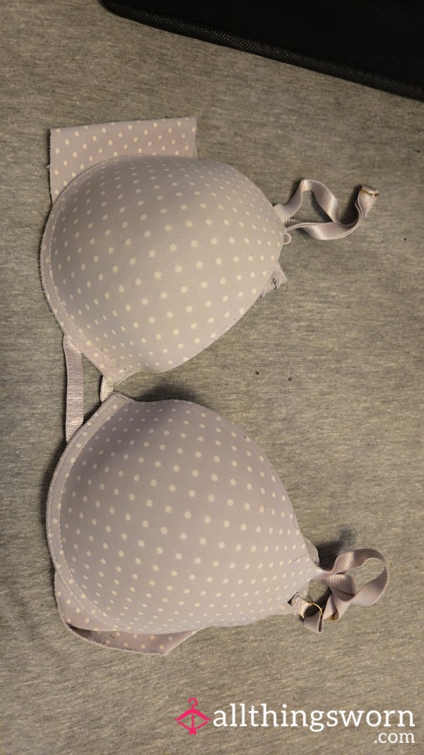 Bra 34b Thin Purple Polkadot Lightly Worn