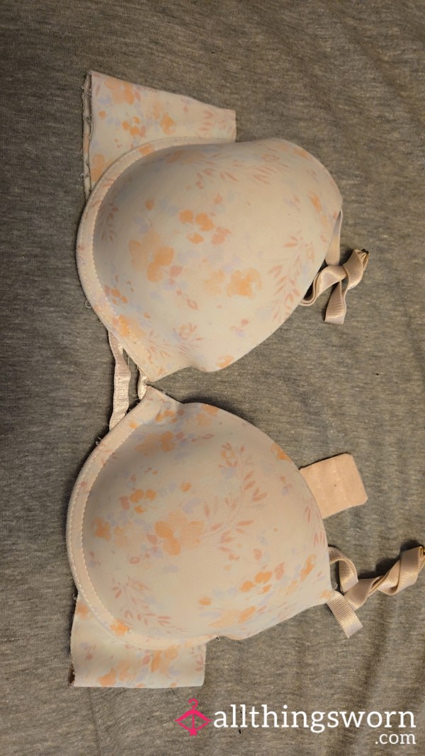 Bra Pink Flor*l 34b Thin Lightly Worn