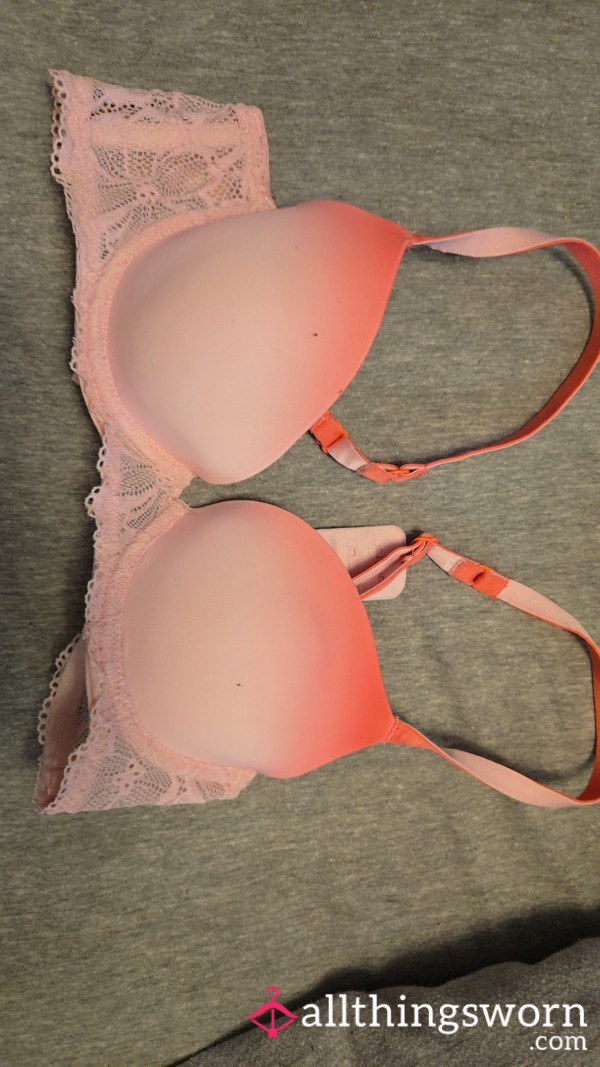 Bra Pink Ombre 34a Lightly Worn Lace Push Up