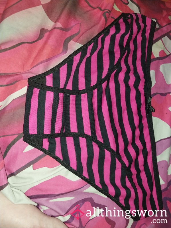 Brand New Pink And Black Stripped Panties