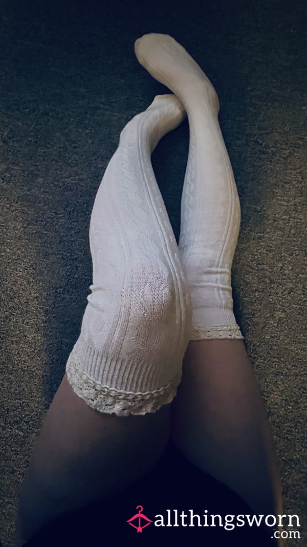 Brand New Thick White Thigh High Socks Just For You