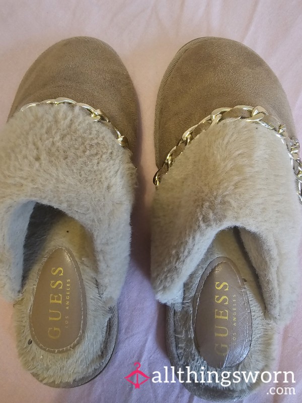 Branded Fluffy Extremely Worn Slippers