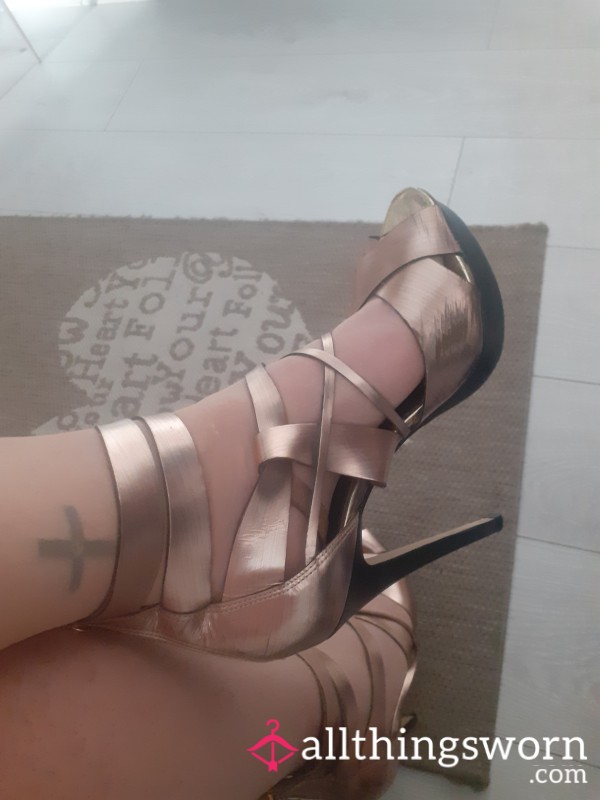 Brazilian 8ins Gold Sl*tty Heels