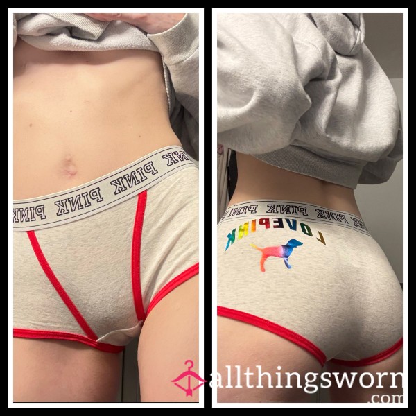 Brief Red Trim PINK Rainbow Panties