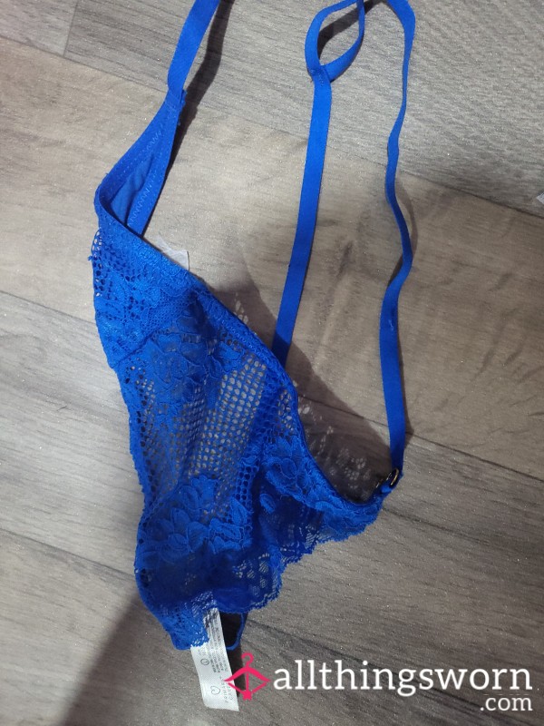 Bright Blue Lace/mesh Thong