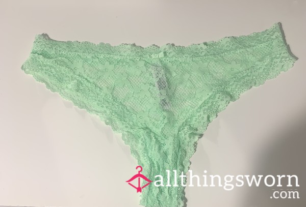 💚 Bright Lime Green Lace Thong  - Worn 24 Hours ⏳ - Custom Requests Welcome!