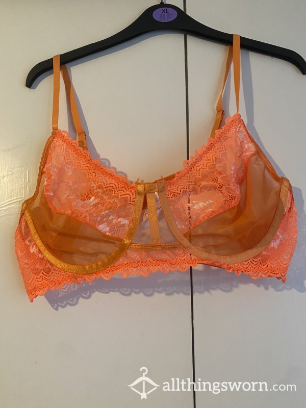 Bright Orange, Non-Padded, Underwired Lace Bra