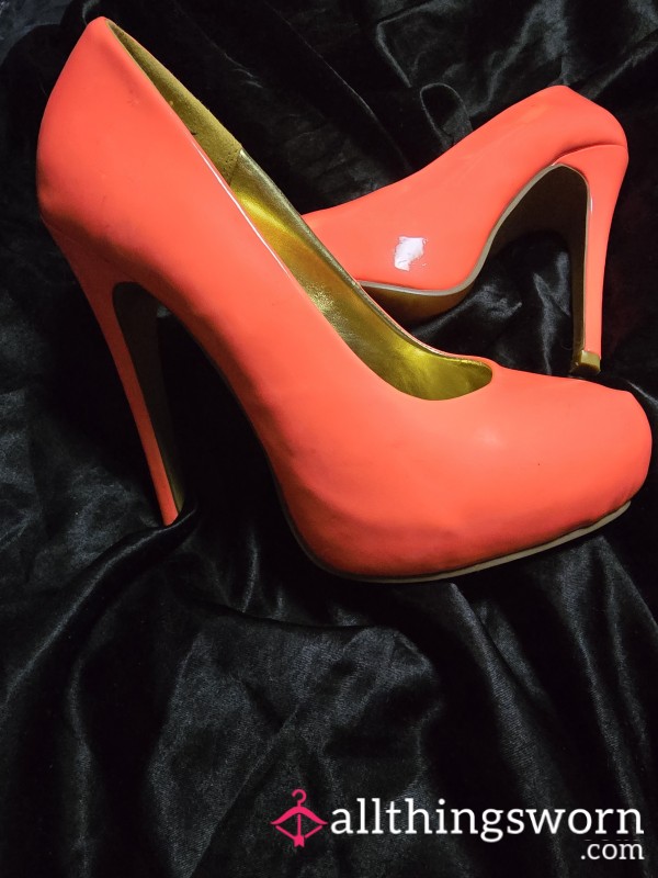 Bright Orange Stiletto Heels