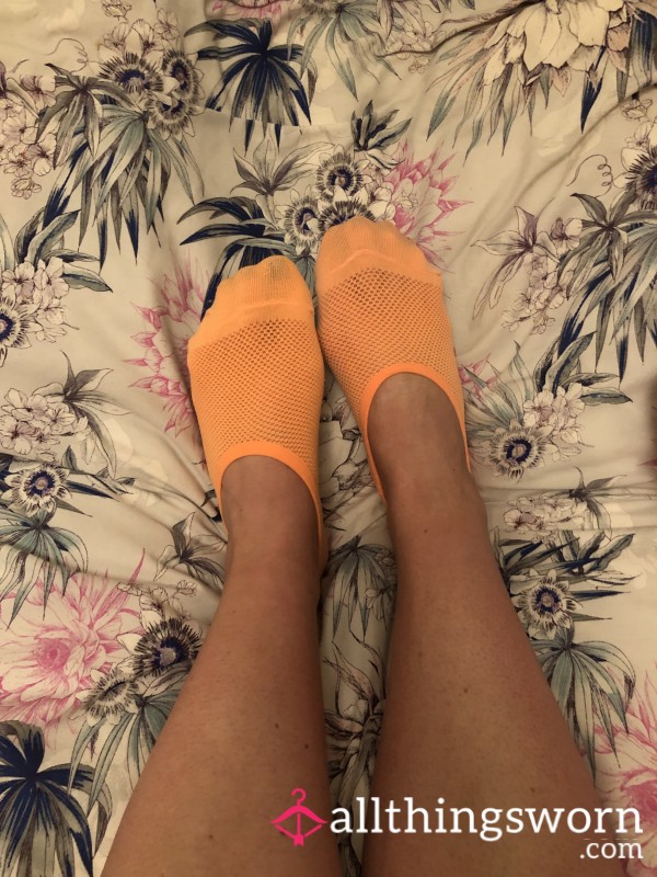 Bright Orange Worn Trainer Socks