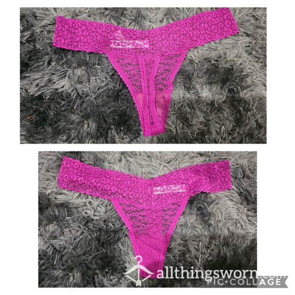 Bright Pink Lace Thong