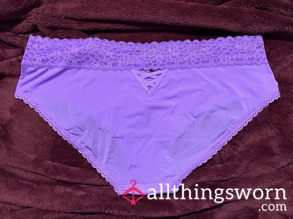 ~BRIGHT PURPLE SATIN LACE TRIM CHEEKY PANTY~