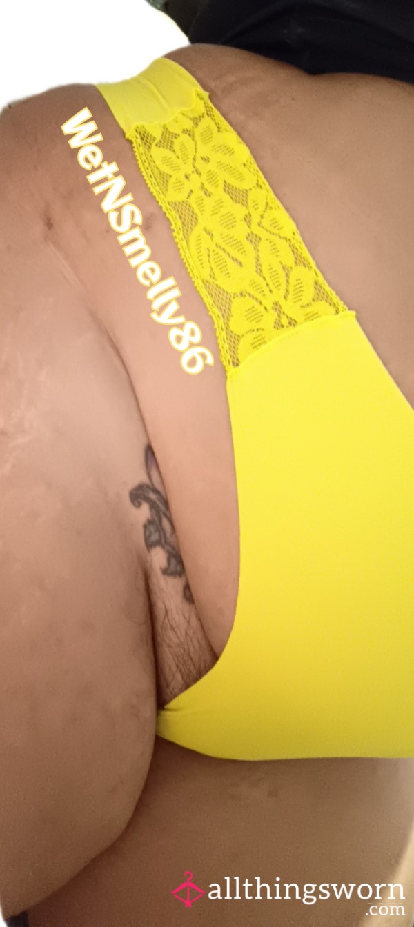 Bright Yellow Nylon Lace Thong