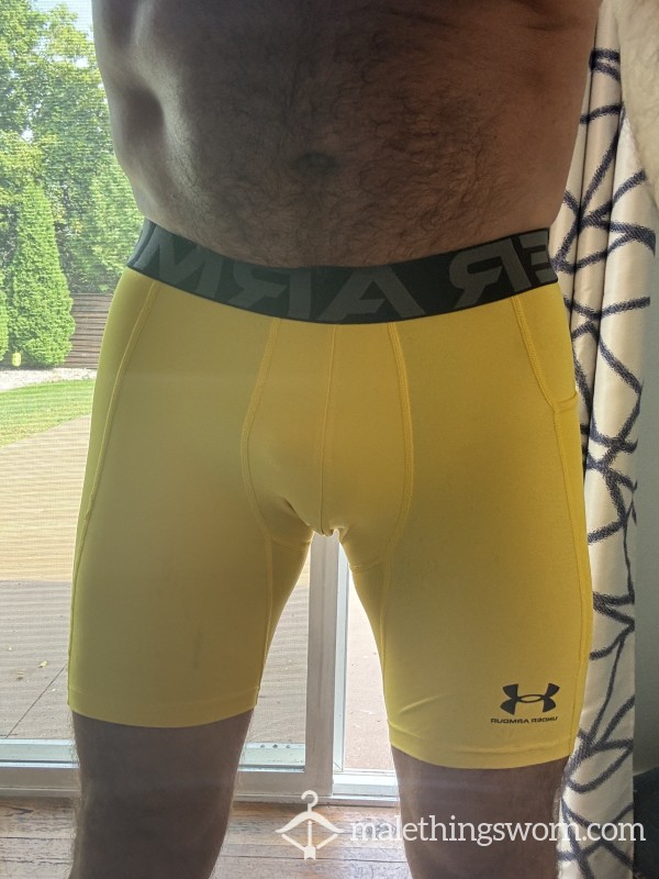 Bright Yellow Under Armour Compression Shorts