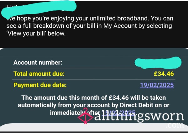 Broadband Monthly Bill Payer