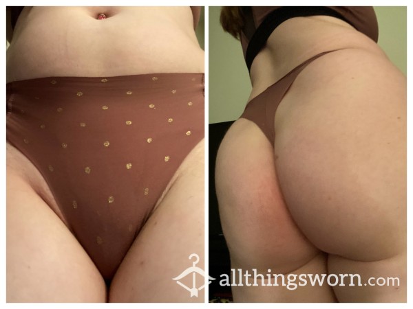 Brown And Gold Flecked Thong