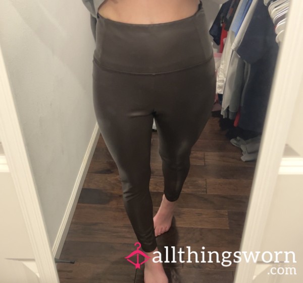 Brown Faux Leather Leggings