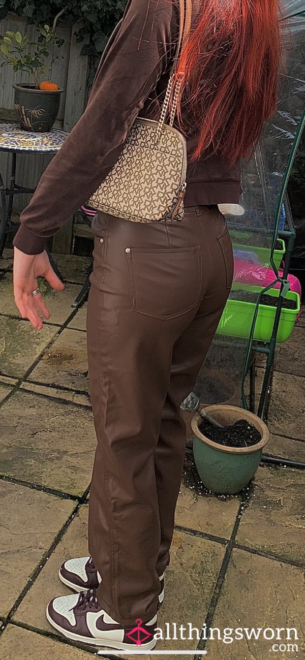 Brown Faux Leather Trousers