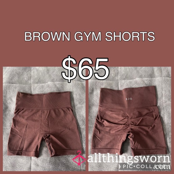 BROWN GYM SHORTS