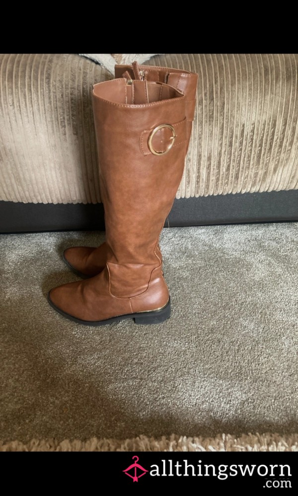 Brown Knee Nigh Riding Boots