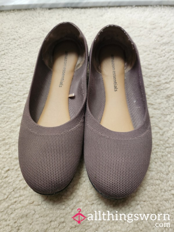 Brown Knit Flats