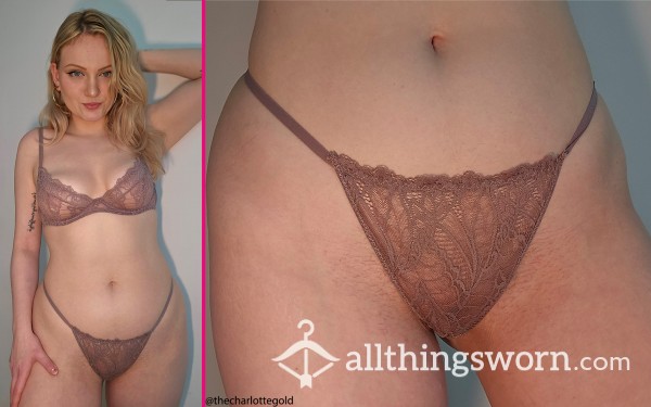 Brown Lace G-String Set