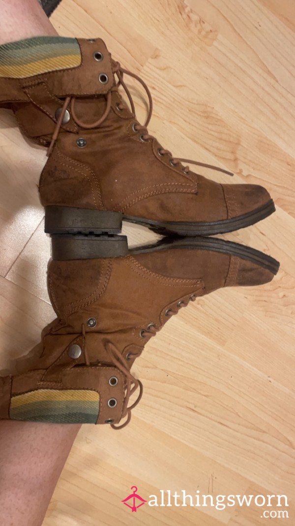 Brown Lace Up Boots Size 8