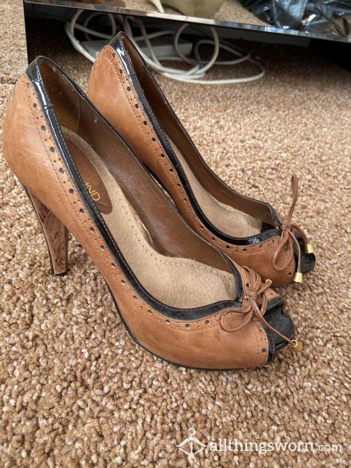 Brown Open Toe Heels