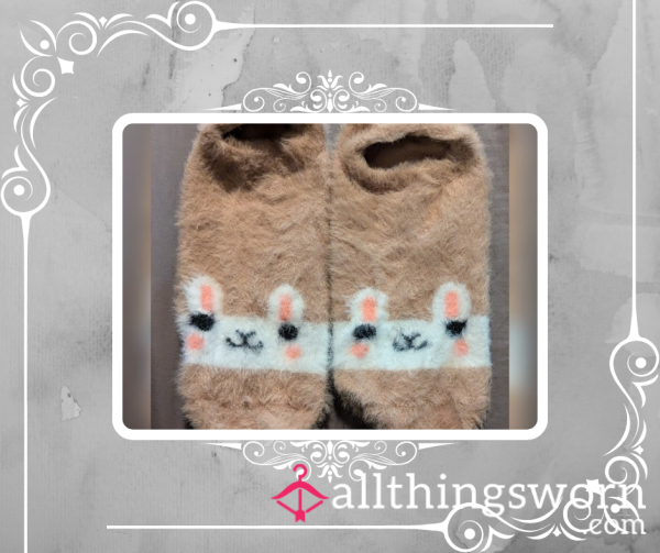 Brown Soft Bunny Slipper Socks