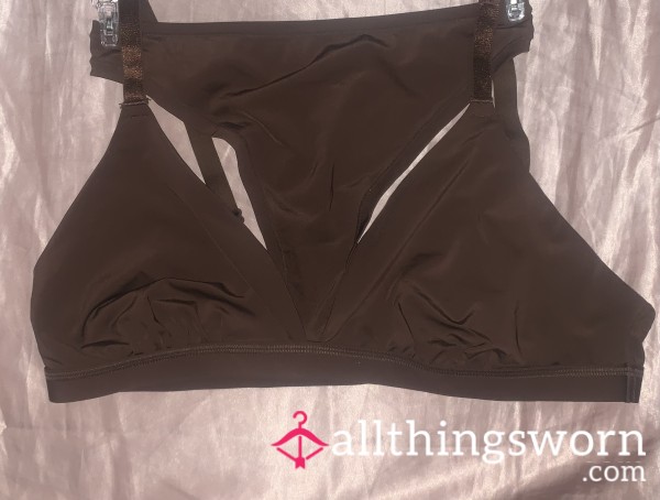 Brown Soft Thong And Bra Set