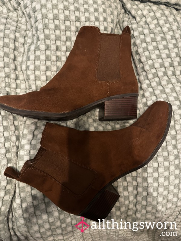 Brown Suede Booties