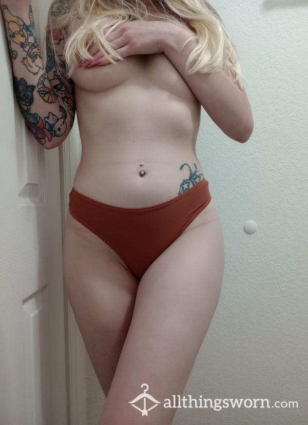 Brownish Red Knit Thong