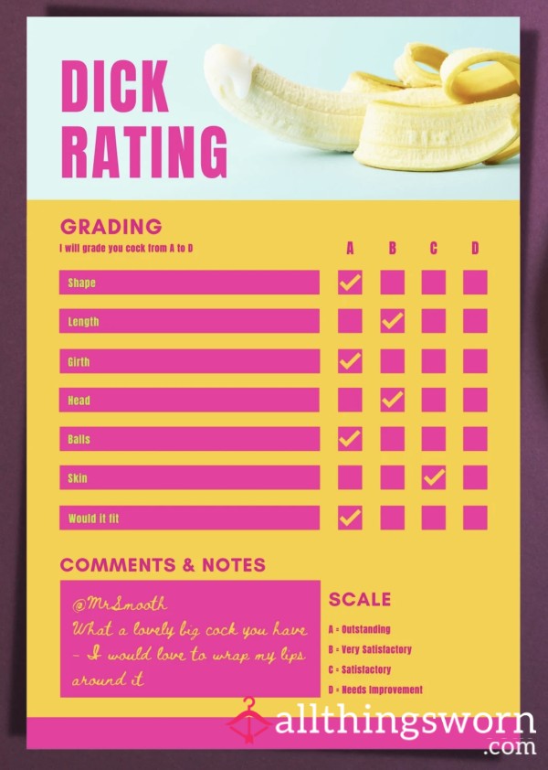 Brutally Honest D*ck Rating