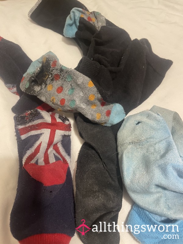 Bundle Of Old, Holey Crusty Socks (4 Pairs)