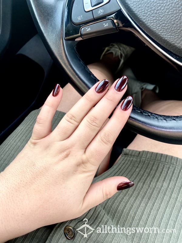 Burgundy Acrylic Nails Process