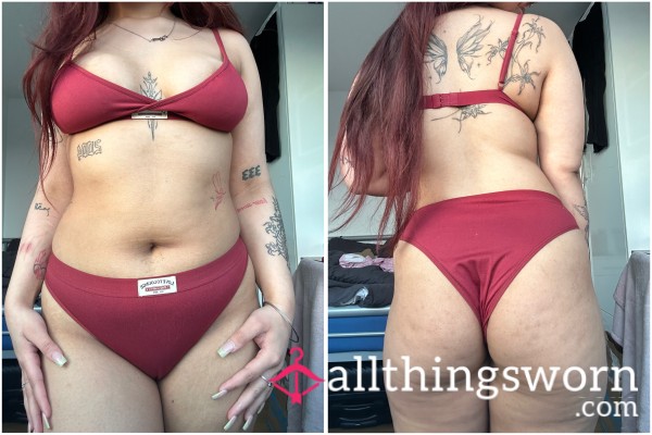 Burgundy Bra And Panties Lingerie Set (Nylon And Spandex) 🫶🏼