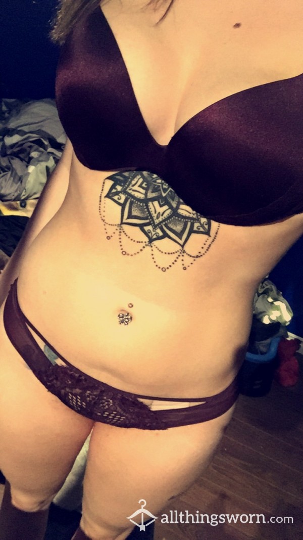 Burgundy Bra And Thong Set