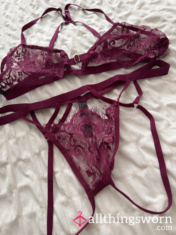 Burgundy Lace Lingerie ♥️