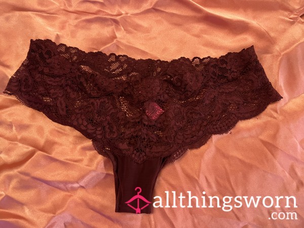 Burgundy Lace Panties Flight Attendant