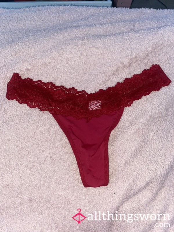 Burgundy Lace Thong