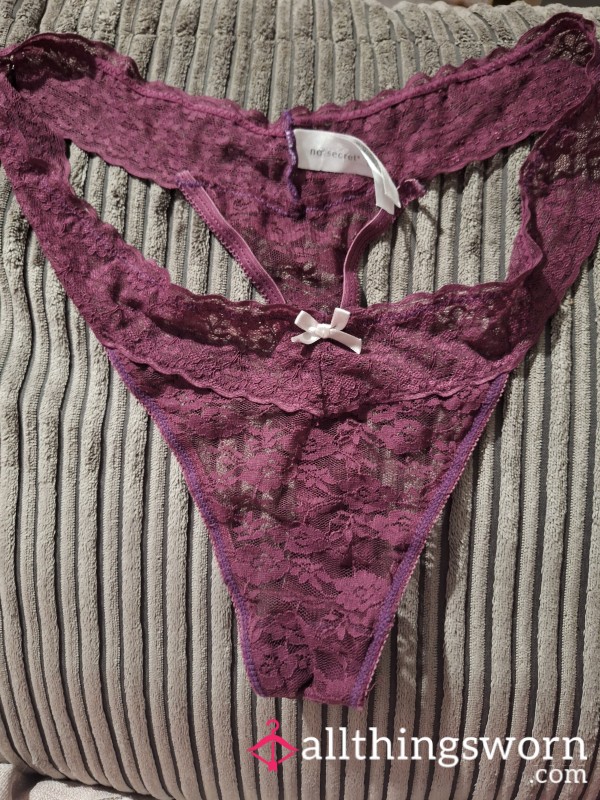 Burgundy Lace Thong