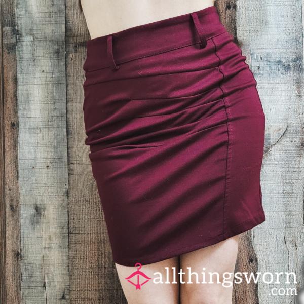 Burgundy Office High-waisted Skirt