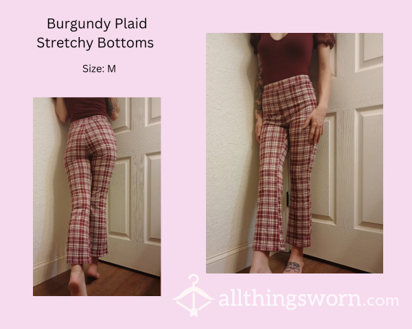 Burgundy Plaid Stretchy Bottoms