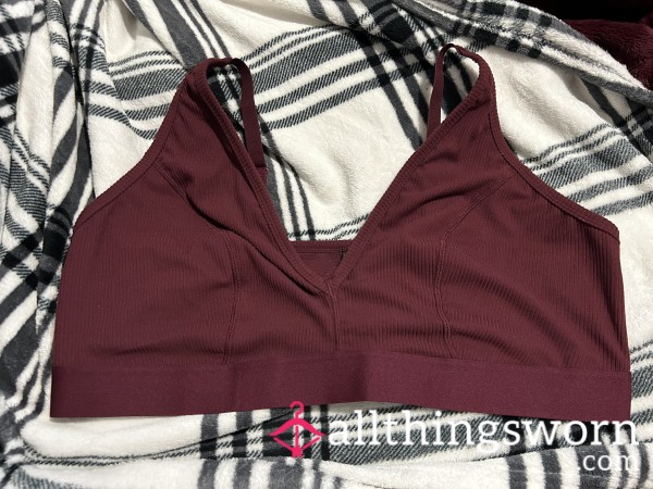 ~BURGUNDY RIBBED COTTON BRALETTE~