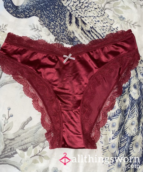 Burgundy Satin Panties (48 Hour)