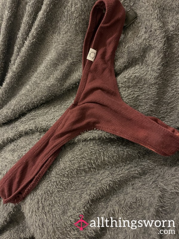 Burgundy S**y Ribbed Thong