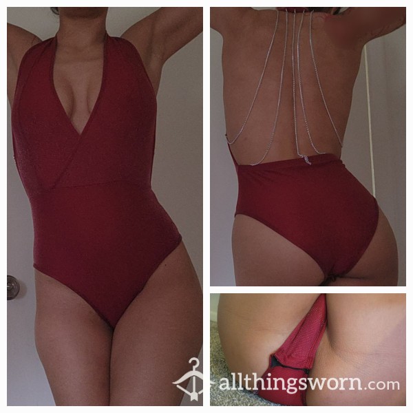 Burgundy Snap-Crotch Body Suit