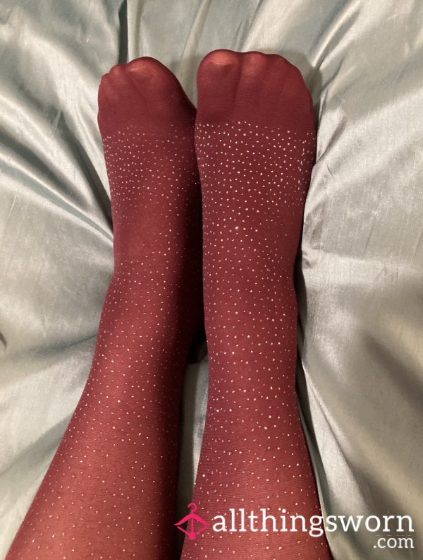 Burgundy Sparkle Used Tights