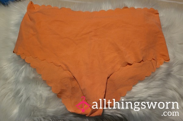 C4: XL Orange Victoria Secret Cheeky Scalloped Panties