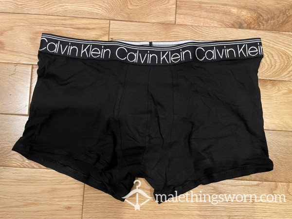 Calvin Klein Black Boxer Shorts Trunks With Logo Waistband (XL)