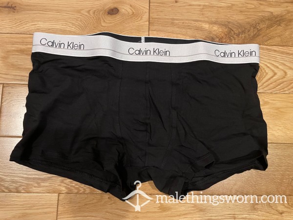 Calvin Klein Black Boxer Shorts Trunks With White Logo Waistband (XL)